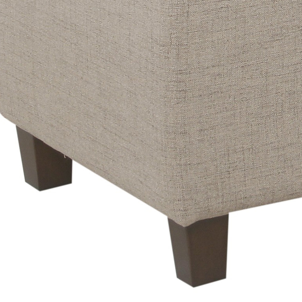 Fabric Upholstered Button Tufted Wooden Bench With Hinged Storage, Beige And Brown By Benzara | Benches |  Modishstore  - 4