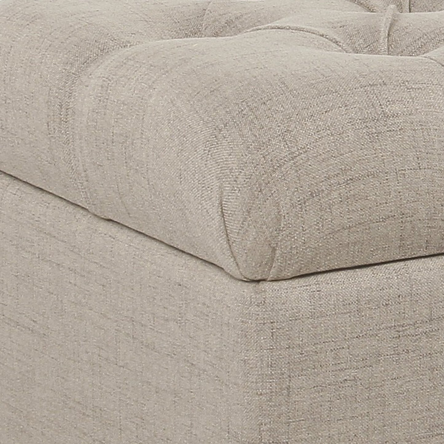 Fabric Upholstered Button Tufted Wooden Bench With Hinged Storage, Beige And Brown By Benzara | Benches |  Modishstore  - 2