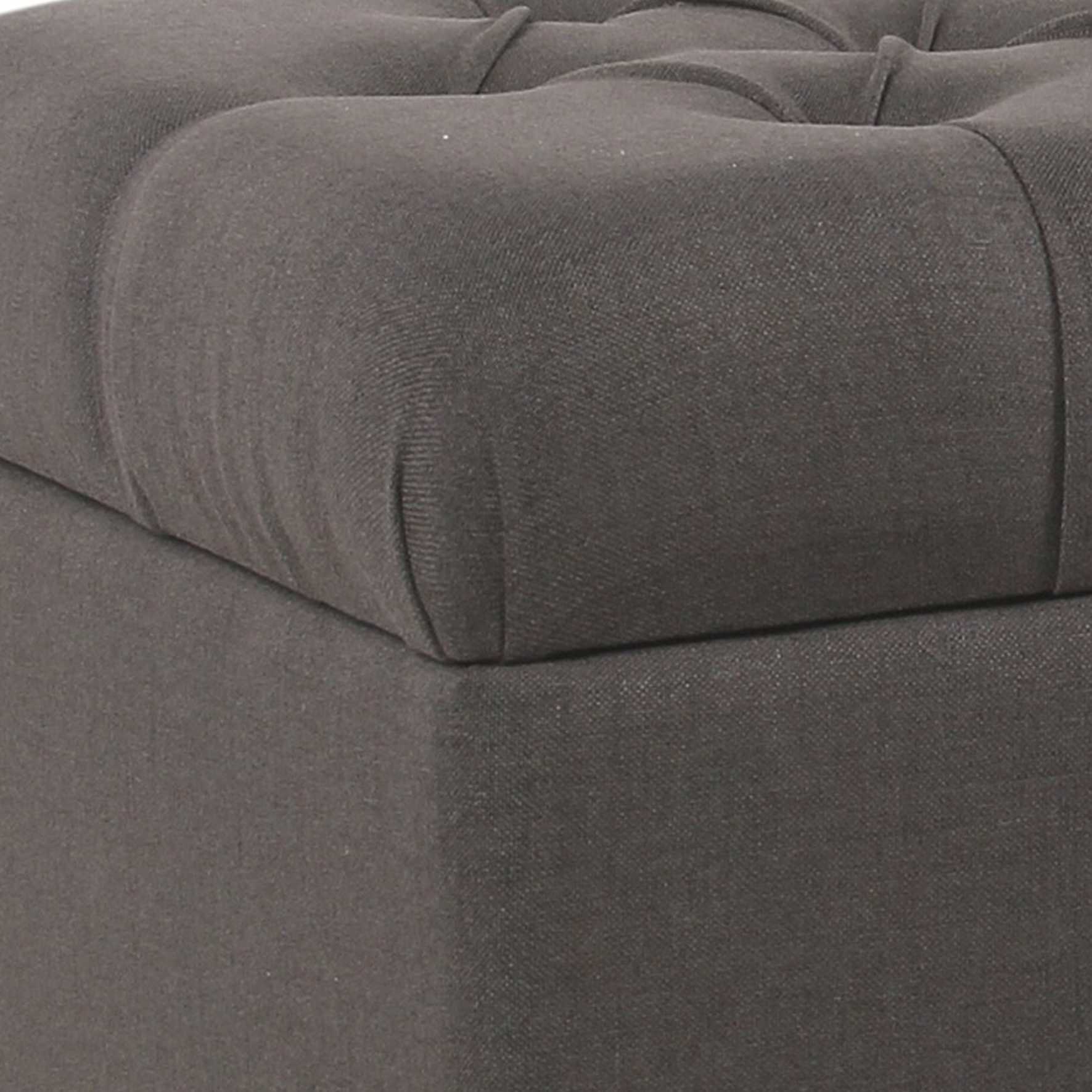 Fabric Upholstered Button Tufted Wooden Bench With Hinged Storage, Dark Gray And Brown By Benzara | Benches |  Modishstore  - 3