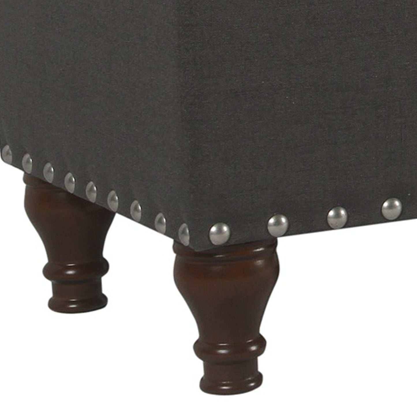 Fabric Upholstered Wooden Storage Bench With Nail Head Trim, Large, Dark Gray And Brown By Benzara | Benches |  Modishstore  - 3