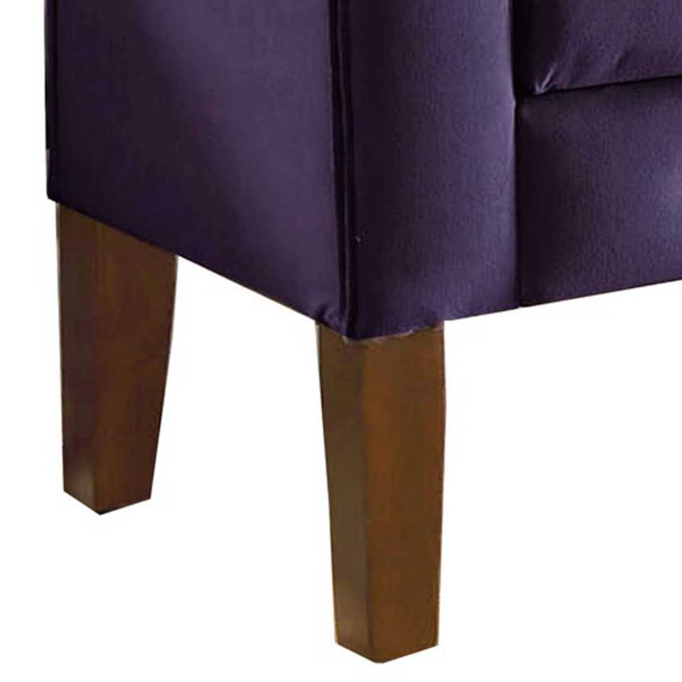 Velvet Upholstered Button Tufted Wooden Bench Settee With Hinged Storage, Purple And Brown By Benzara | Benches |  Modishstore  - 3
