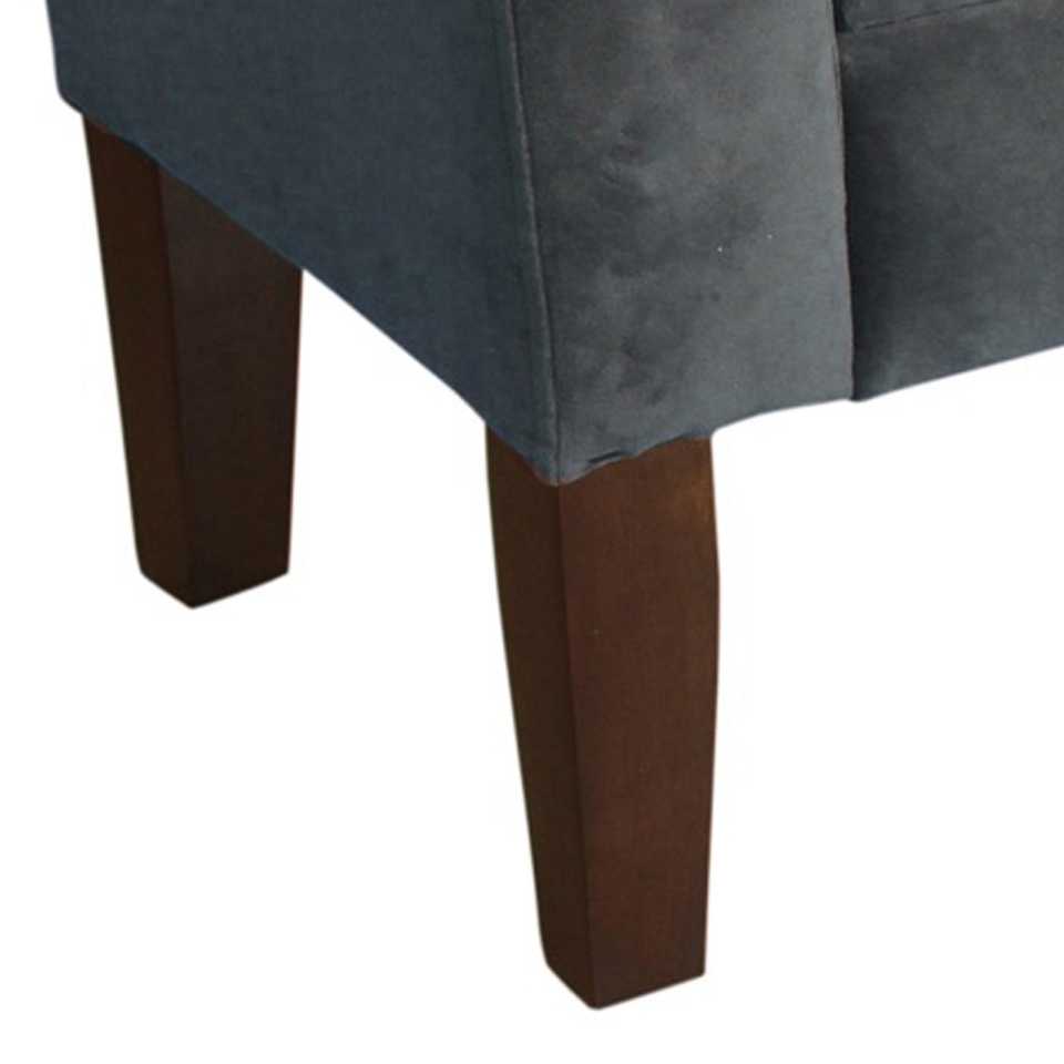 Velvet Upholstered Button Tufted Wooden Bench Settee With Hinged Storage, Dark Gray And Brown By Benzara | Benches |  Modishstore  - 2