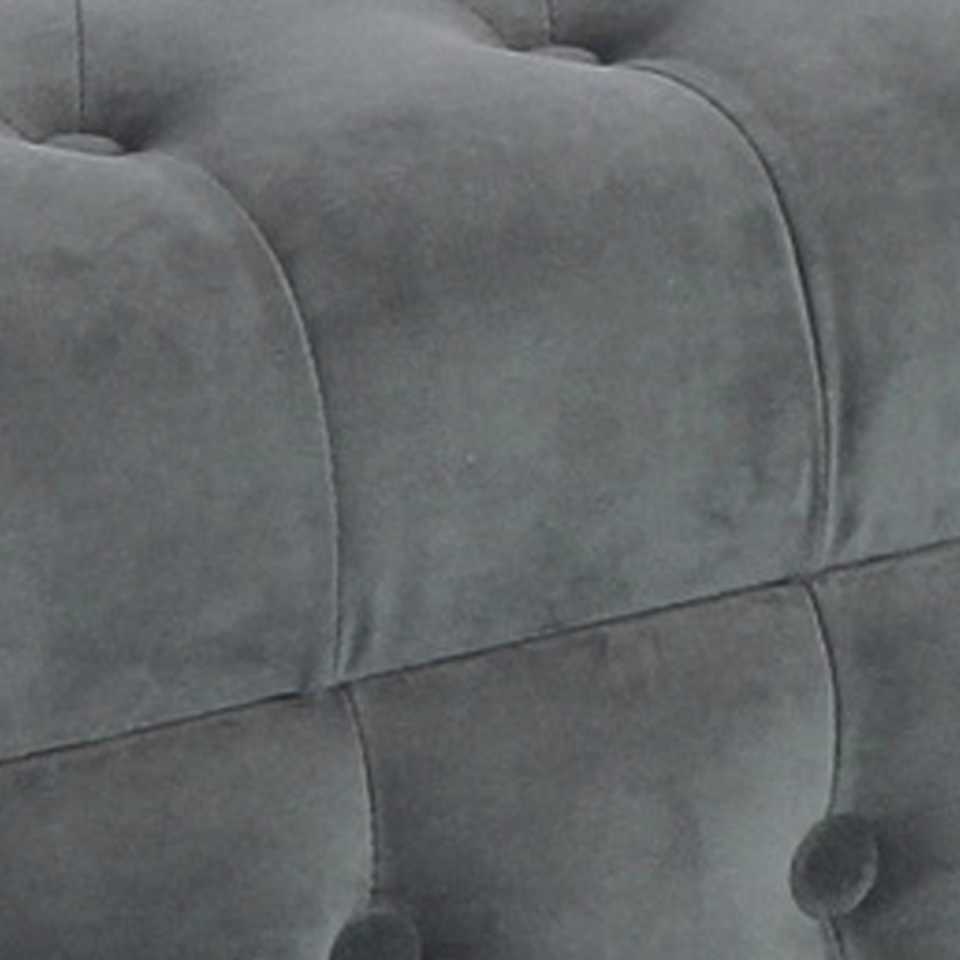 Velvet Upholstered Button Tufted Wooden Bench Settee With Hinged Storage, Dark Gray And Brown By Benzara | Benches |  Modishstore  - 3