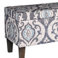 Damask Patterned Fabric Upholstered Wooden Bench With Hinged Storage, Large, Multicolor By Benzara | Benches |  Modishstore  - 2
