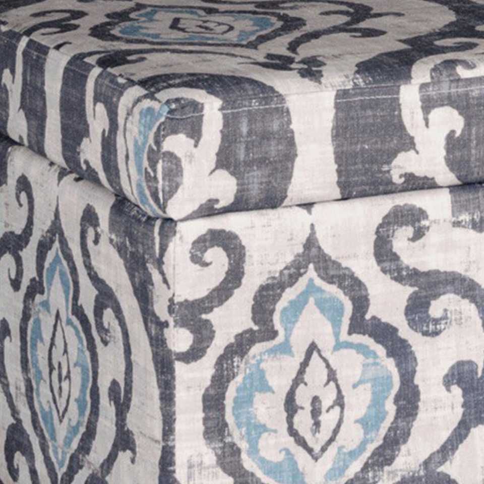 Damask Patterned Fabric Upholstered Wooden Bench With Hinged Storage, Large, Multicolor By Benzara | Benches |  Modishstore  - 4