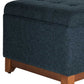 Textured Fabric Upholstered Wooden Ottoman With Button Tufted Top, Blue And Brown By Benzara | Ottomans |  Modishstore  - 2