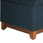 Textured Fabric Upholstered Wooden Ottoman With Button Tufted Top, Blue And Brown By Benzara | Ottomans |  Modishstore  - 4