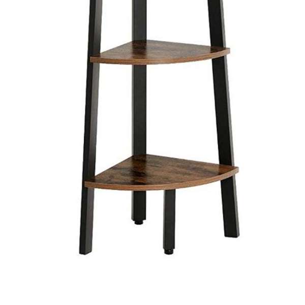 Five Tier Ladder Style Wooden Corner Shelf With Iron Framework, Brown And Black By Benzara | Shelves & Shelving Units |  Modishstore  - 4