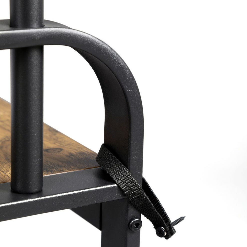 Wood And Metal Tubular Frame Hall Tree With 9 Hooks, Rustic Brown And Black By Benzara | Coat Racks |  Modishstore  - 3