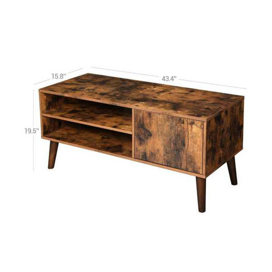 Retro Style Wooden Tv Stand With Two Open Compartment And One Door Cabinet, Brown By Benzara | Cabinets |  Modishstore 