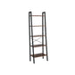 Five Tiered Rustic Wooden Ladder Shelf With Iron Framework, Brown And Black By Benzara | Shelves & Shelving Units |  Modishstore 