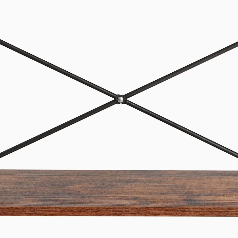 Five Tiered Rustic Wooden Ladder Shelf With Iron Framework, Brown And Black By Benzara | Shelves & Shelving Units |  Modishstore  - 6