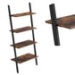 Rustic Ladder Style Iron Bookcase With Four Wooden Shelves, Brown And Black By Benzara | Bookcases |  Modishstore  - 4