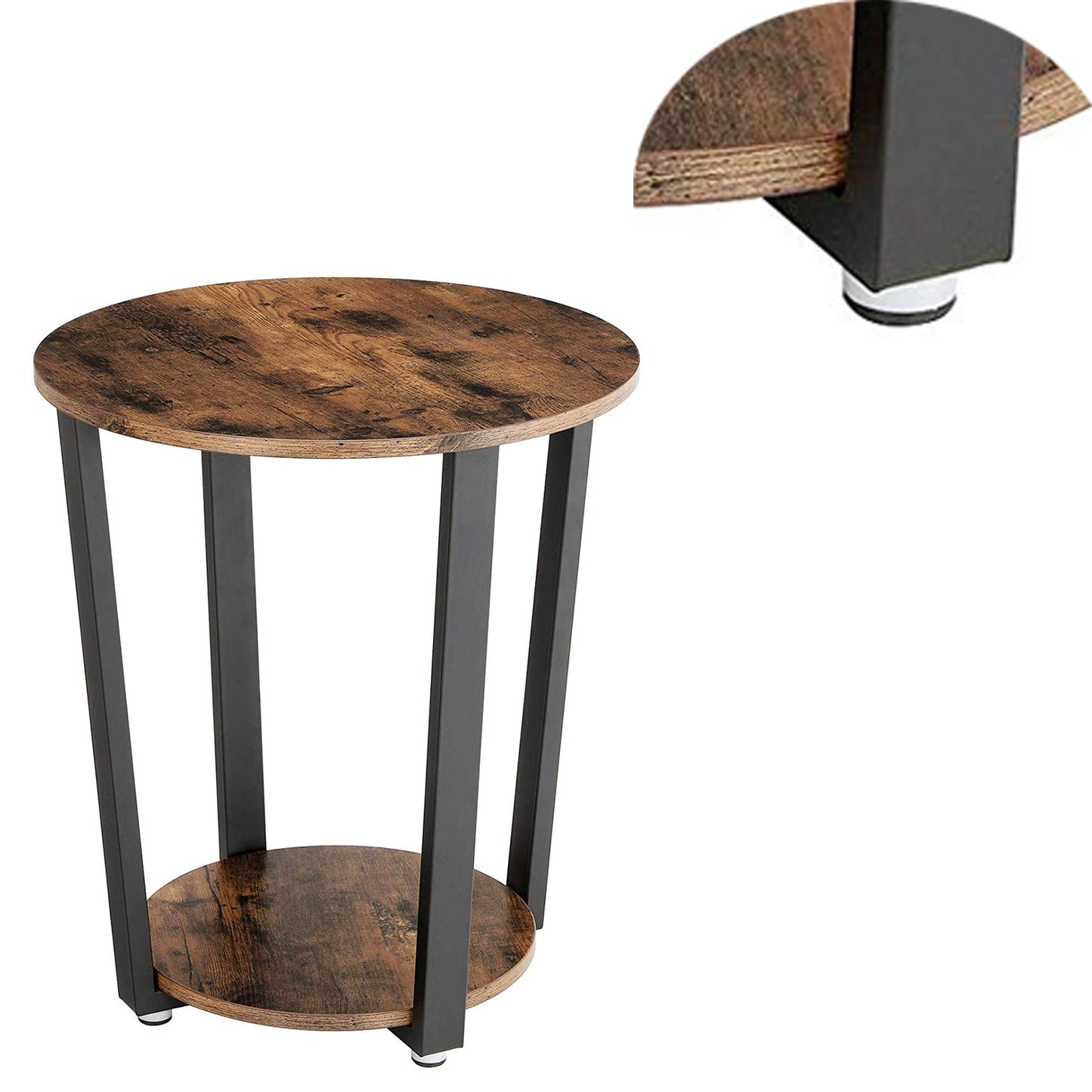 Stylish Iron And Wood End Table With Open Bottom Storage Shelf, Brown And Black By Benzara | Side Tables |  Modishstore  - 4