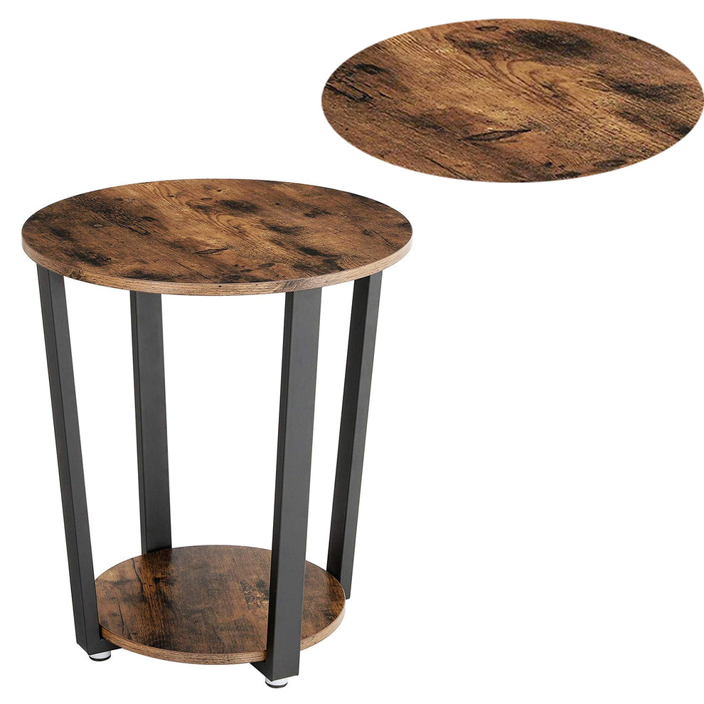 Stylish Iron And Wood End Table With Open Bottom Storage Shelf, Brown And Black By Benzara | Side Tables |  Modishstore  - 6