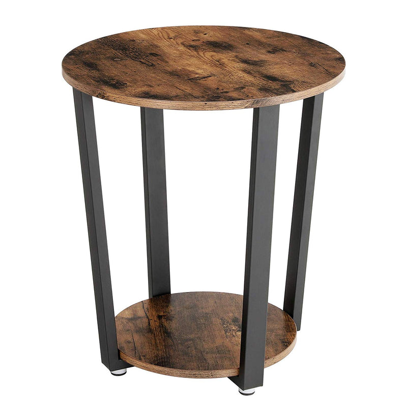 Stylish Iron And Wood End Table With Open Bottom Storage Shelf, Brown And Black By Benzara | Side Tables |  Modishstore 