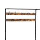 Metal Coat Rack With Wooden Bench And Two Wire Meshed Shelves, Brown And Black By Benzara | Coat Racks | Modishstore - 5