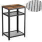 Industrial Style Iron And Wood Side Table With Two Tier Mesh Shelves, Black And Brown By Benzara | Side Tables |  Modishstore  - 4