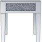 Wood And Mirror End Table With Faux Crystals Inlay, Clear By Benzara | Side Tables |  Modishstore  - 3