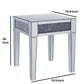 Wood And Mirror End Table With Faux Crystals Inlay, Clear By Benzara | Side Tables |  Modishstore  - 6