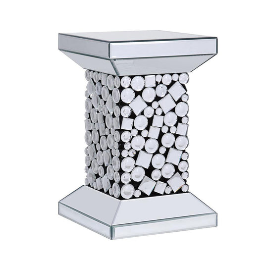 Wood And Mirror End Table With One Shelf, Clear And Black By Benzara | Side Tables |  Modishstore 