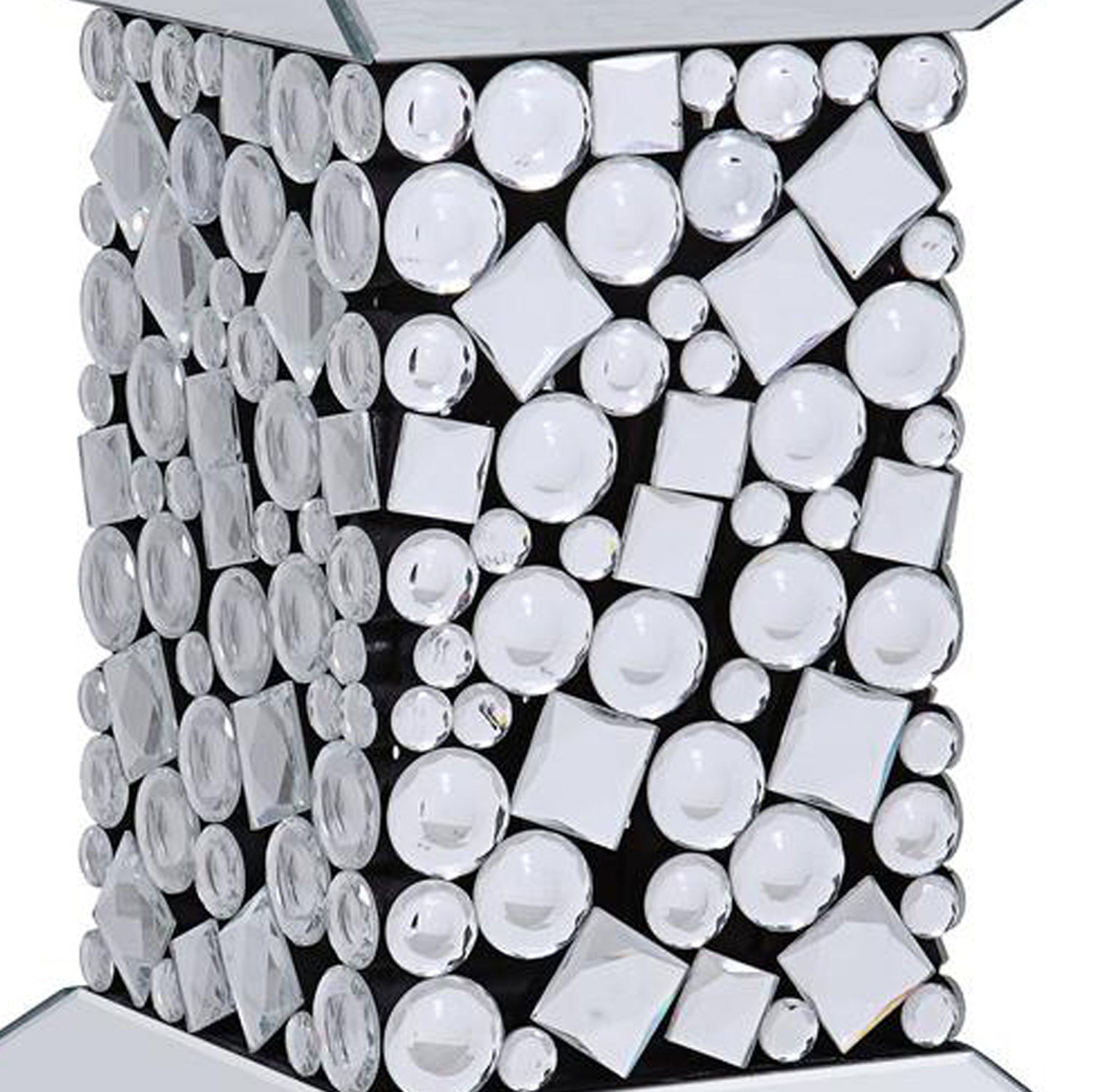 Wood And Mirror End Table With One Shelf, Clear And Black By Benzara | Side Tables |  Modishstore  - 5