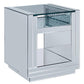 Square Wooden End Table With Mirror Panel Inserts And Faux Crystals, Silver By Benzara | Side Tables |  Modishstore 