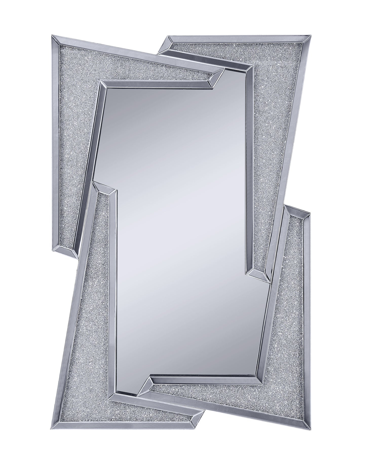 Mirrored Wooden Frame Accent Wall Decor With Four L Shaped Borders, Silver By Benzara | Mirrors |  Modishstore  - 2