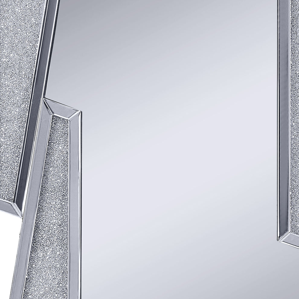 Mirrored Wooden Frame Accent Wall Decor With Four L Shaped Borders, Silver By Benzara | Mirrors |  Modishstore  - 5