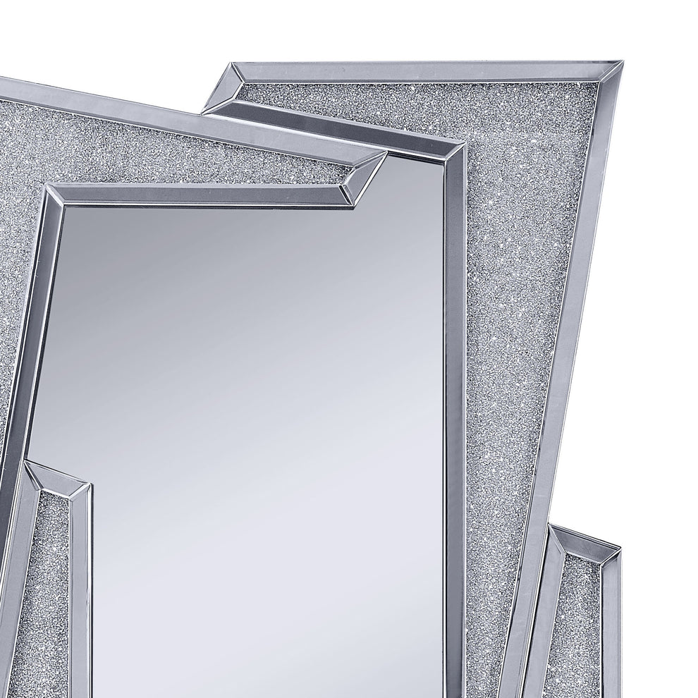 Mirrored Wooden Frame Accent Wall Decor With Four L Shaped Borders, Silver By Benzara | Mirrors |  Modishstore  - 4