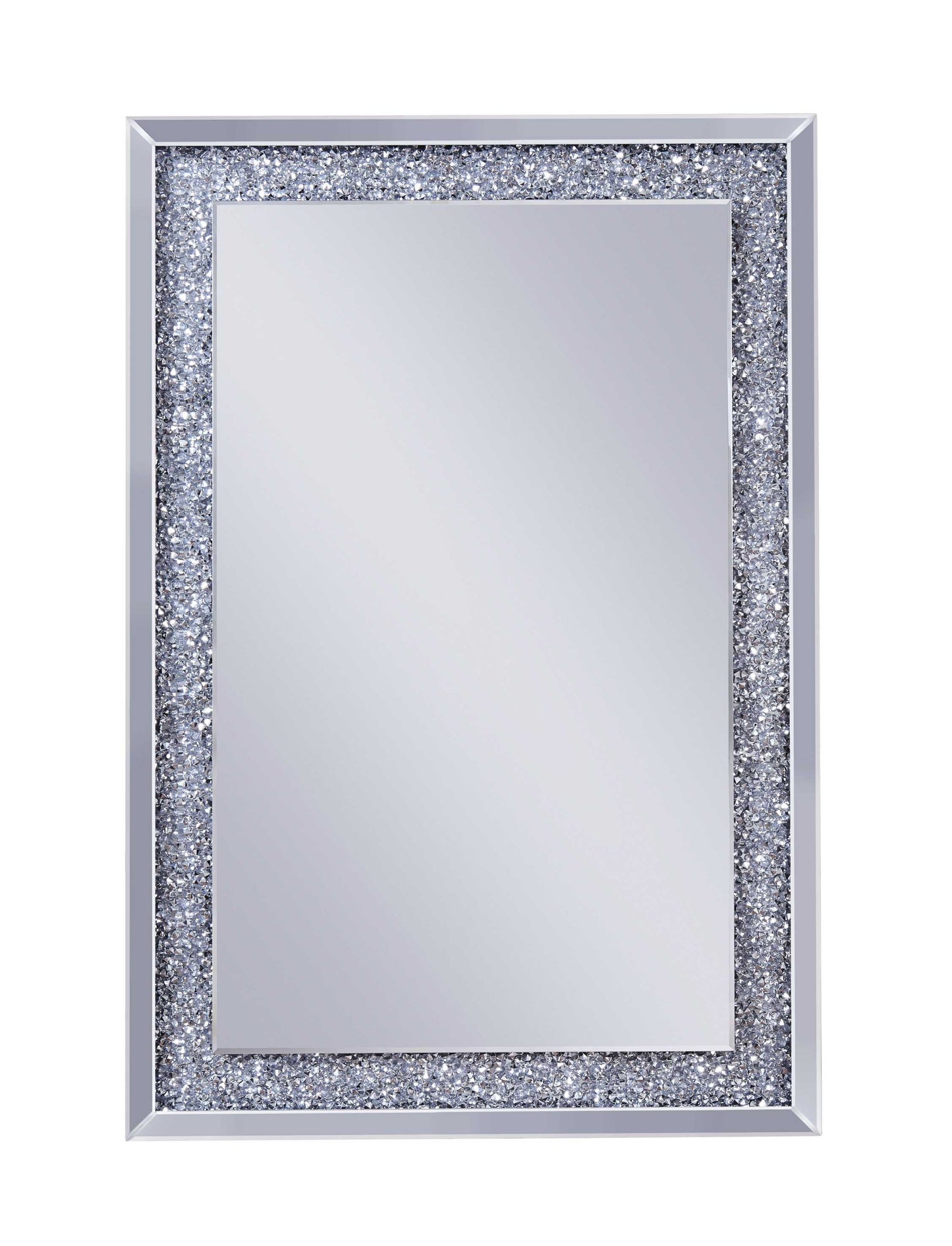 Mirrored Wooden Frame Accent Walldecor With Faux Crystal Inlay, Clear By Benzara | Mirrors |  Modishstore  - 2