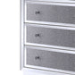 Three Drawers Wooden Cabinet With Mirrored Paneling And Faux Crystal Inlay, Clear By Benzara | Cabinets |  Modishstore  - 3