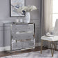 Three Drawers Wooden Cabinet With Mirrored Paneling And Faux Crystal Inlay, Clear By Benzara | Cabinets |  Modishstore  - 2