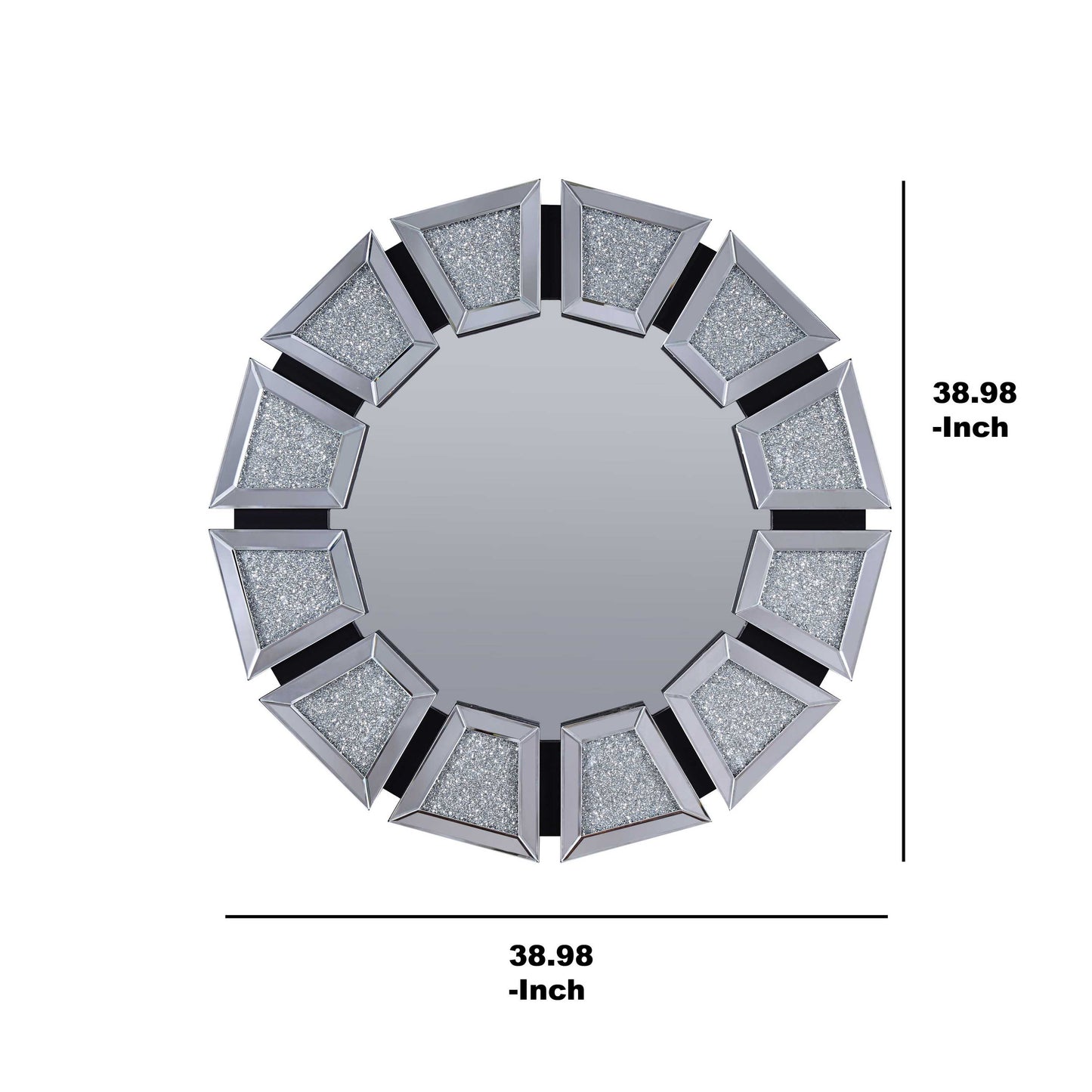 Wooden Backing Walldecor With Tapered Mirrored Panel Borders, Clear And Black By Benzara | Mirrors |  Modishstore  - 5