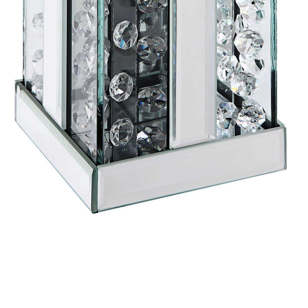 Wood And Glass Candle Holder With Faux Crystal Studs, Clear, Set Of Two, Small By Benzara | Candle Holders |  Modishstore  - 4