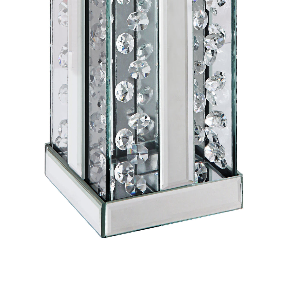 Wood And Glass Candle Holder With Faux Crystal Studs, Clear, Set Of Two, Large By Benzara | Candle Holders |  Modishstore  - 5