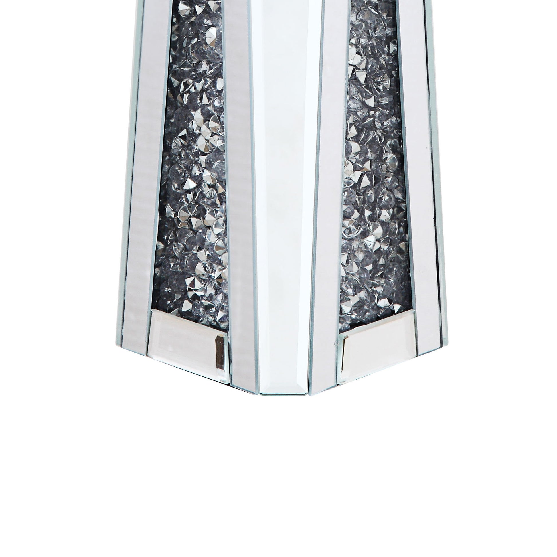 Wood And Glass Candle Holder With Faux Crystal Inserts, Clear, Set Of Two, Large By Benzara | Candle Holders |  Modishstore  - 6