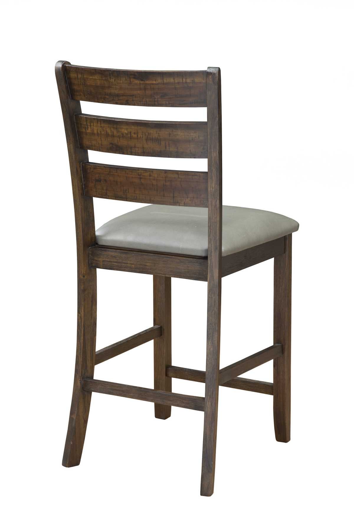 Wooden Pub Height Chairs With Slatted Back And Footrest, Set Of Two, Brown And Gray By Benzara | Bar Stools & Table |  Modishstore  - 2