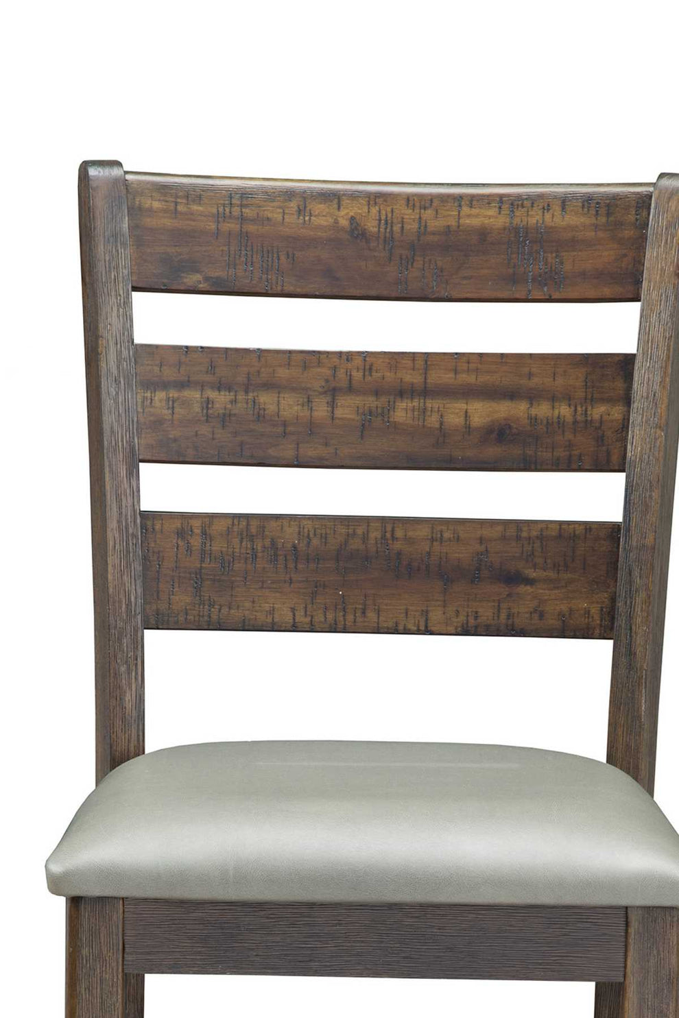 Wooden Pub Height Chairs With Slatted Back And Footrest, Set Of Two, Brown And Gray By Benzara | Bar Stools & Table |  Modishstore  - 5