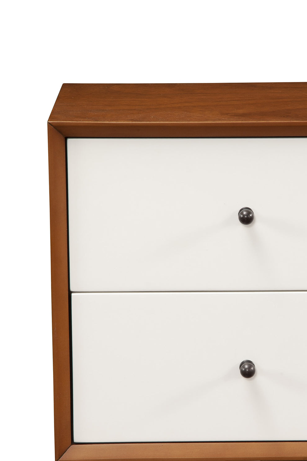 Stylish Wooden Nightstand With Two Drawers And Flared Legs, Brown And White By Benzara | Nightstands |  Modishstore  - 3