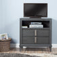 Transitional Style Wooden Media Chest With Two Drawers And One Open Shelf, Gray By Benzara | Cabinets | Modishstore