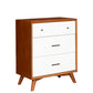 Modern Style Wooden Chest With Three Drawers And Flared Legs, Brown And White By Benzara | Cabinets |  Modishstore  - 2