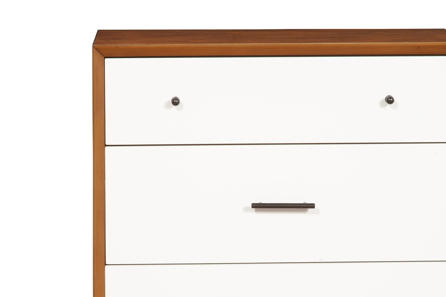 Modern Style Wooden Chest With Three Drawers And Flared Legs, Brown And White By Benzara | Cabinets |  Modishstore  - 3