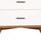 Modern Style Wooden Chest With Three Drawers And Flared Legs, Brown And White By Benzara | Cabinets |  Modishstore  - 4
