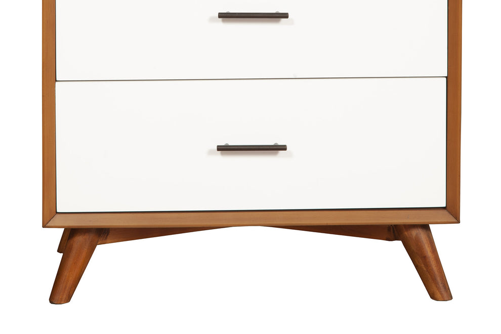 Modern Style Wooden Chest With Three Drawers And Flared Legs, Brown And White By Benzara | Cabinets |  Modishstore  - 4
