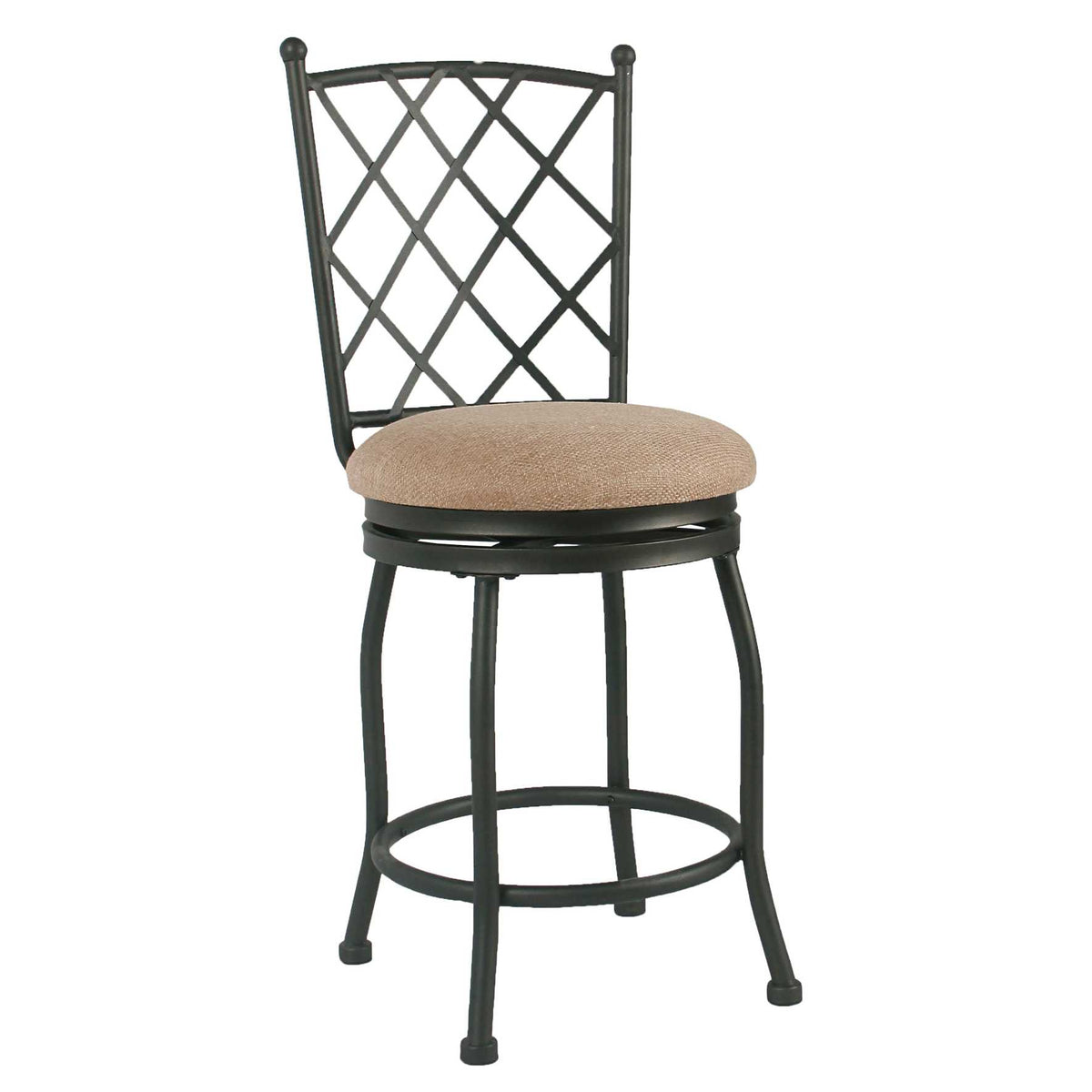 Metal Framed Counter Stool With Fabric Upholstered Seat And Designer Back, Beige And Black By Benzara | Stools |  Modishstore 