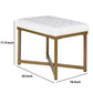 Metal Framed Bench With Button Tufted Velvet Upholstered Seat, White And Gold By Benzara | Benches |  Modishstore  - 5