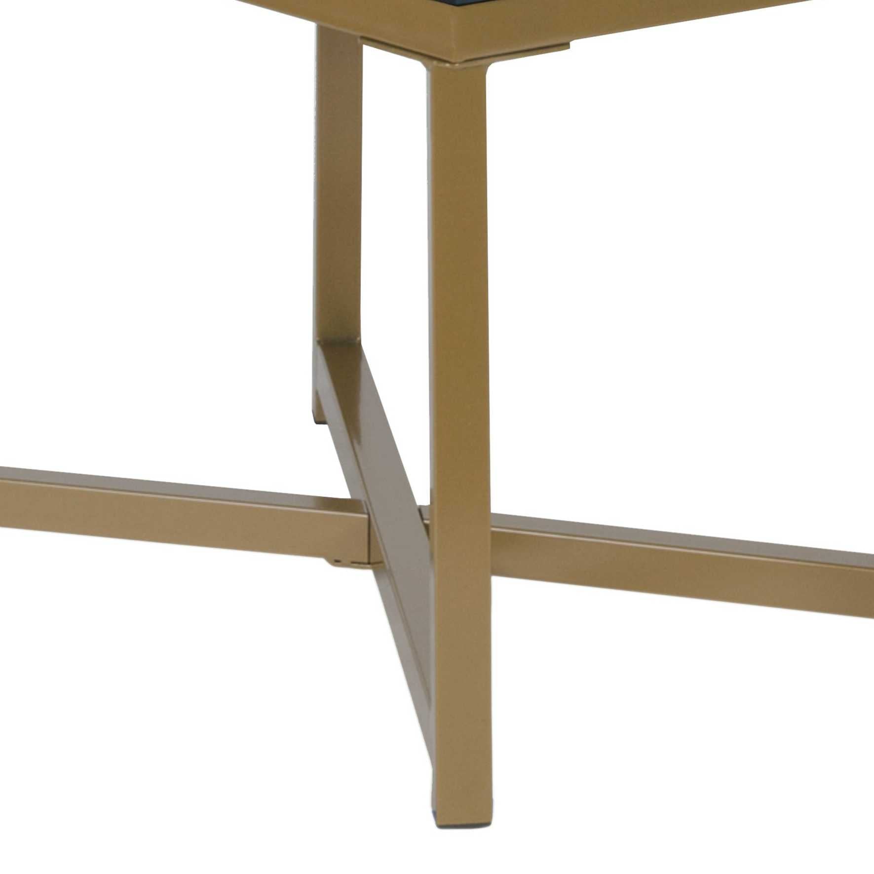 Metal Framed Bench With Button Tufted Velvet Upholstered Seat, Dark Blue And Gold By Benzara | Benches |  Modishstore  - 4