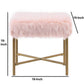 Square Faux Fur Upholstered Ottoman With Tubular Metal Legs And X Shape Base, Pink And Gold By Benzara | Ottomans |  Modishstore  - 5