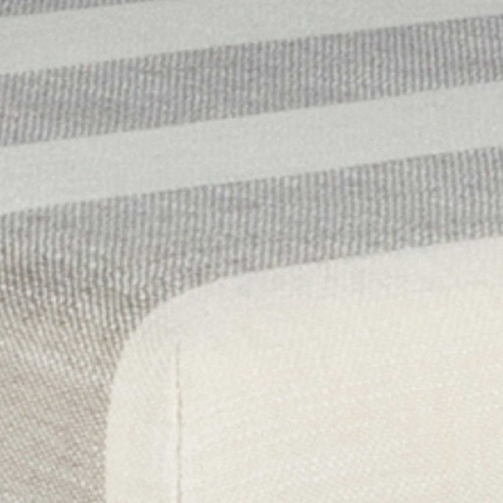 Stripe Pattern Fabric Upholstered Ottoman With X Shape Metal Legs, Cream And Gray By Benzara | Ottomans |  Modishstore  - 4